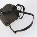 FENDI Pecan Canvas Backpack Brown Black gold Auth bs29110-9
