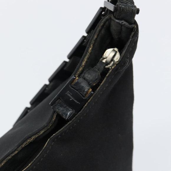 Salvatore Ferragamo Shoulder Bag Canvas Black Auth bs29112