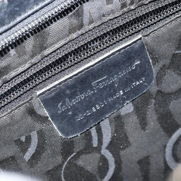 Salvatore Ferragamo Shoulder Bag Canvas Black Auth bs29112