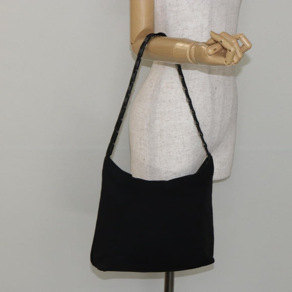 Salvatore Ferragamo Shoulder Bag Canvas Black Auth bs29112