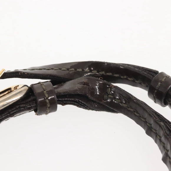 Salvatore Ferragamo Chain Vala Shoulder Bag Leather Brown Gold Auth bs29113