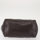 Salvatore Ferragamo Chain Vala Shoulder Bag Leather Brown Gold Auth bs29113-6