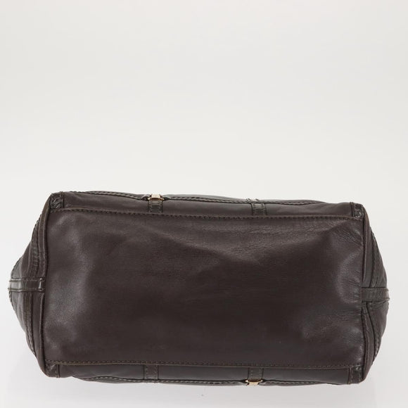 Salvatore Ferragamo Chain Vala Shoulder Bag Leather Brown Gold Auth bs29113