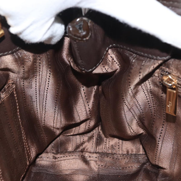 Salvatore Ferragamo Chain Vala Shoulder Bag Leather Brown Gold Auth bs29113