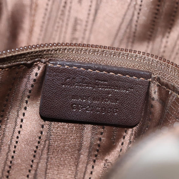 Salvatore Ferragamo Chain Vala Shoulder Bag Leather Brown Gold Auth bs29113