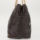 Salvatore Ferragamo Chain Vala Shoulder Bag Leather Brown Gold Auth bs29113-4