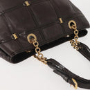 Salvatore Ferragamo Chain Vala Shoulder Bag Leather Brown Gold Auth bs29113-7