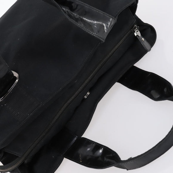 Salvatore Ferragamo Vala Tote Bag Canvas Black Silver Auth bs29114