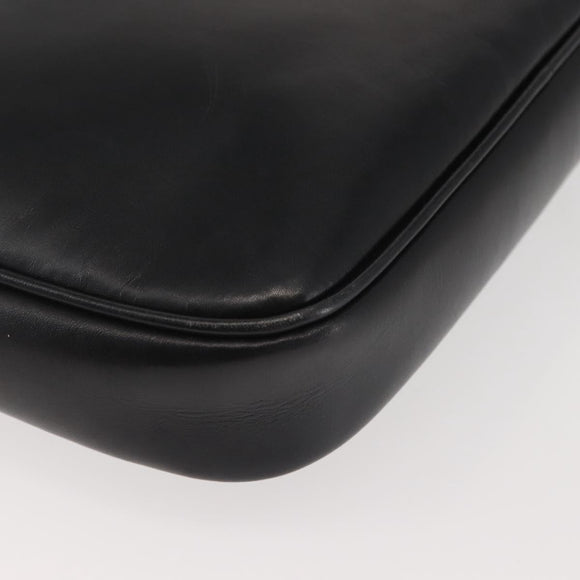 Salvatore Ferragamo Shoulder Bag Leather Black Gold Auth bs29115