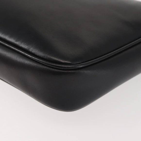 Salvatore Ferragamo Shoulder Bag Leather Black Gold Auth bs29115