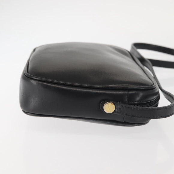 Salvatore Ferragamo Shoulder Bag Leather Black Gold Auth bs29115