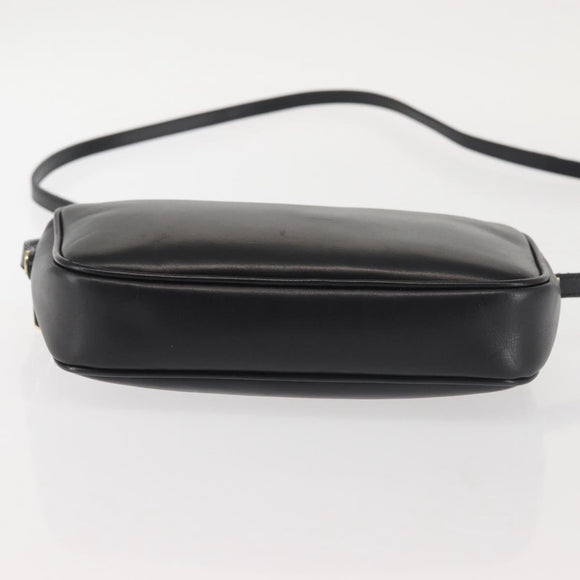 Salvatore Ferragamo Shoulder Bag Leather Black Gold Auth bs29115