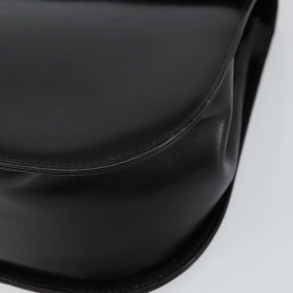 Salvatore Ferragamo Gancini Shoulder Bag Leather Black Gold Auth bs29116