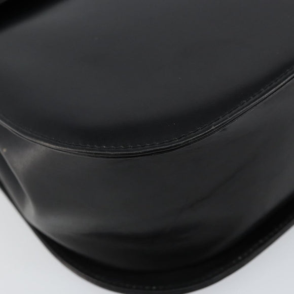 Salvatore Ferragamo Gancini Shoulder Bag Leather Black Gold Auth bs29116