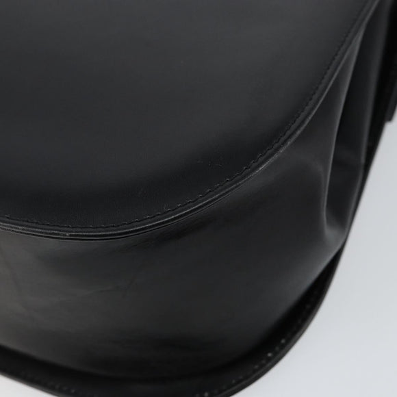 Salvatore Ferragamo Gancini Shoulder Bag Leather Black Gold Auth bs29116