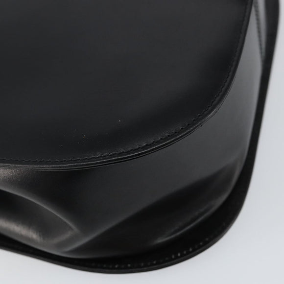 Salvatore Ferragamo Gancini Shoulder Bag Leather Black Gold Auth bs29116