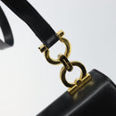 Salvatore Ferragamo Gancini Shoulder Bag Leather Black Gold Auth bs29116-14