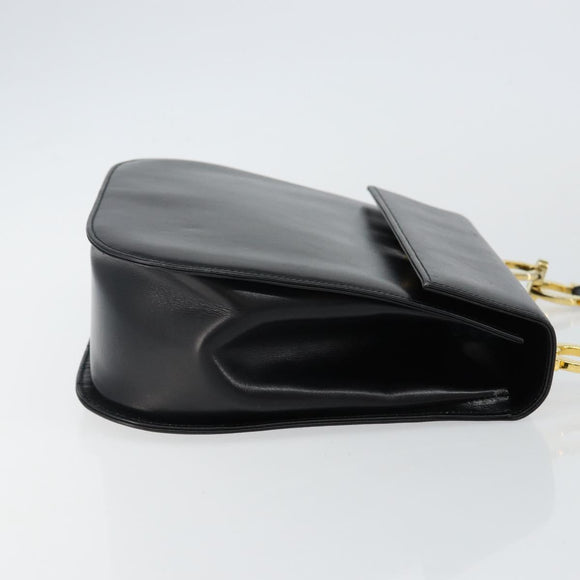 Salvatore Ferragamo Gancini Shoulder Bag Leather Black Gold Auth bs29116