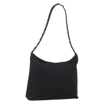 Salvatore Ferragamo Vala Chain Shoulder Bag Canvas Black Auth bs29117