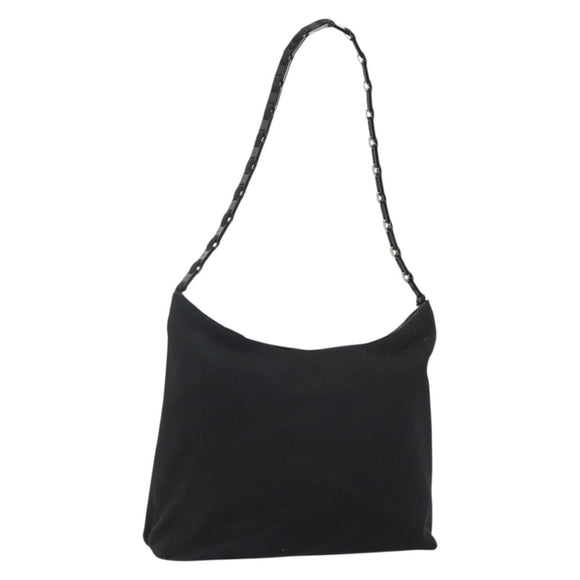 Salvatore Ferragamo Vala Chain Shoulder Bag Canvas Black Auth bs29117