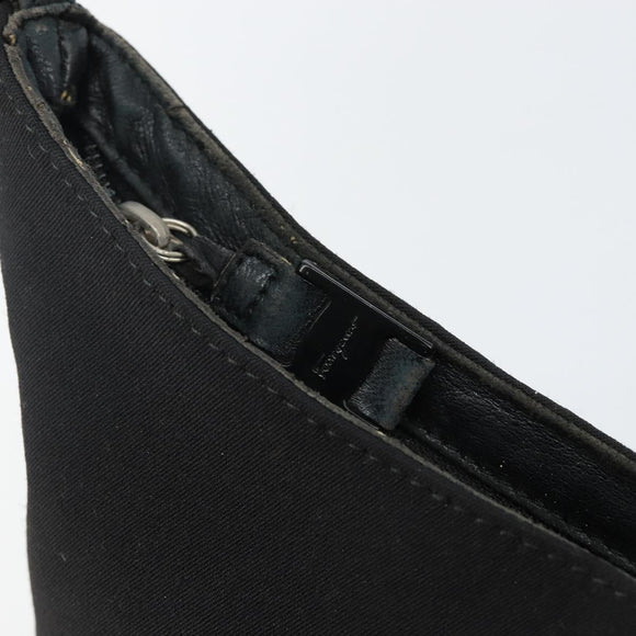 Salvatore Ferragamo Vala Chain Shoulder Bag Canvas Black Auth bs29117