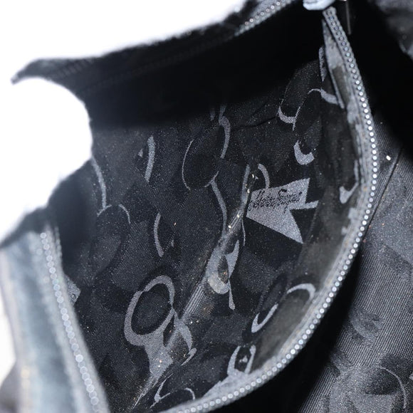 Salvatore Ferragamo Vala Chain Shoulder Bag Canvas Black Auth bs29117