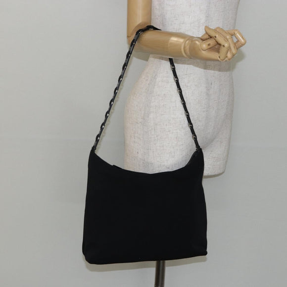 Salvatore Ferragamo Vala Chain Shoulder Bag Canvas Black Auth bs29117