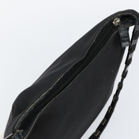 Salvatore Ferragamo Vala Chain Shoulder Bag Canvas Black Auth bs29117