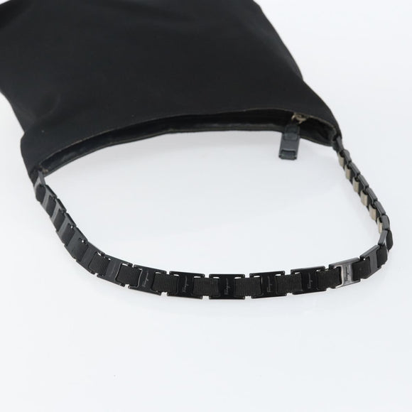 Salvatore Ferragamo Vala Chain Shoulder Bag Canvas Black Auth bs29117