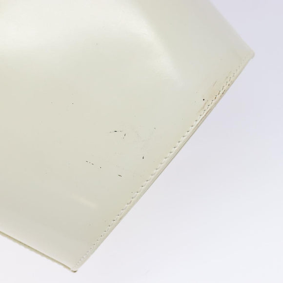 Salvatore Ferragamo Vala Hand Bag Enamel White Gold Auth bs29118