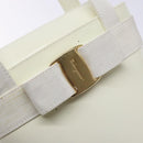 Salvatore Ferragamo Vala Hand Bag Enamel White Gold Auth bs29118-10