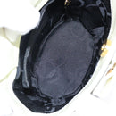 Salvatore Ferragamo Vala Hand Bag Enamel White Gold Auth bs29118-11