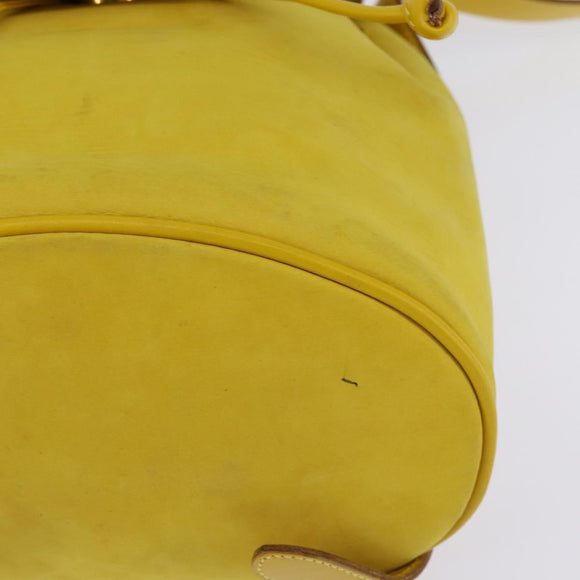 Salvatore Ferragamo Gancini Backpack Suede Yellow Gold Auth bs29119