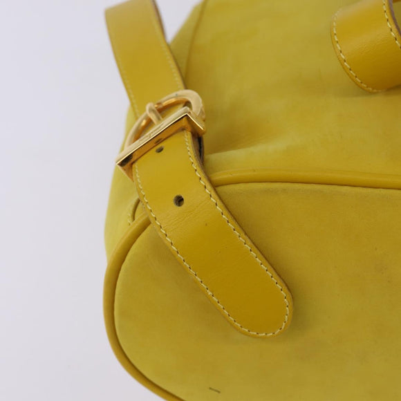 Salvatore Ferragamo Gancini Backpack Suede Yellow Gold Auth bs29119