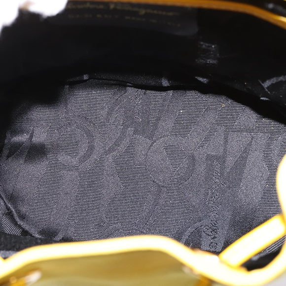 Salvatore Ferragamo Gancini Backpack Suede Yellow Gold Auth bs29119