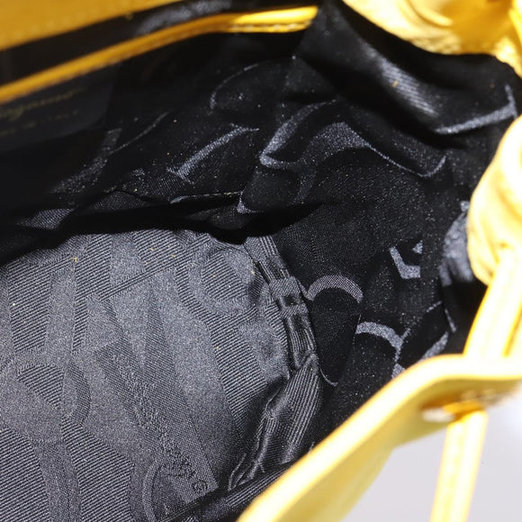 Salvatore Ferragamo Gancini Backpack Suede Yellow Gold Auth bs29119