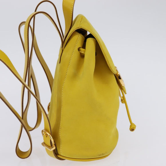 Salvatore Ferragamo Gancini Backpack Suede Yellow Gold Auth bs29119
