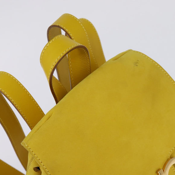 Salvatore Ferragamo Gancini Backpack Suede Yellow Gold Auth bs29119