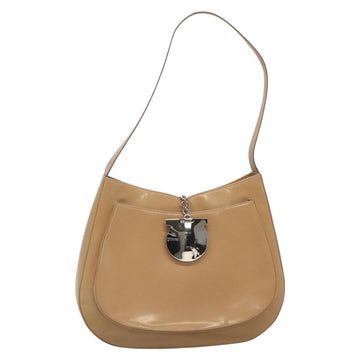 Salvatore Ferragamo Shoulder Bag Enamel Beige Silver Auth bs29120