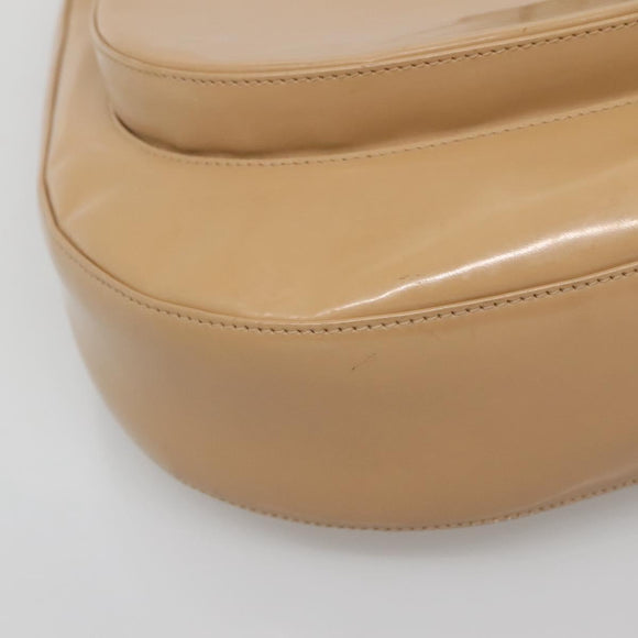 Salvatore Ferragamo Shoulder Bag Enamel Beige Silver Auth bs29120