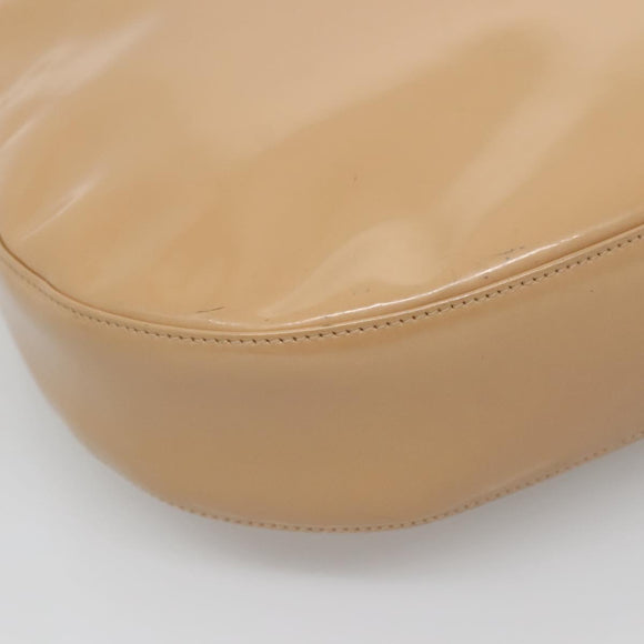 Salvatore Ferragamo Shoulder Bag Enamel Beige Silver Auth bs29120