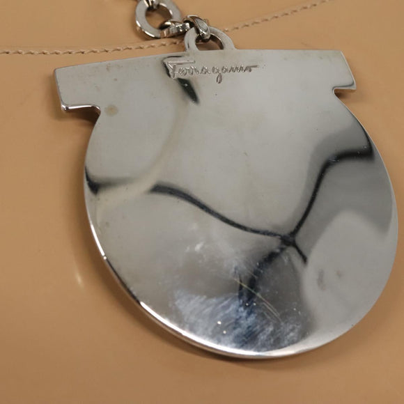 Salvatore Ferragamo Shoulder Bag Enamel Beige Silver Auth bs29120