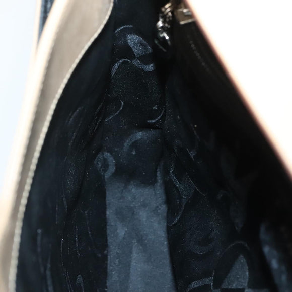 Salvatore Ferragamo Shoulder Bag Enamel Beige Silver Auth bs29120