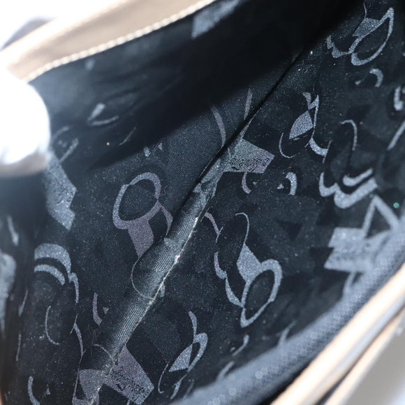 Salvatore Ferragamo Shoulder Bag Enamel Beige Silver Auth bs29120