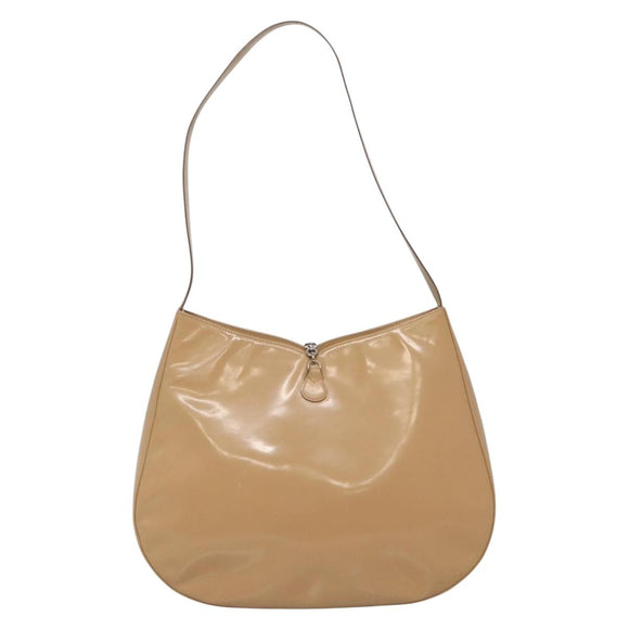 Salvatore Ferragamo Umhängetasche Emaille Beige Silber Auth bs29120