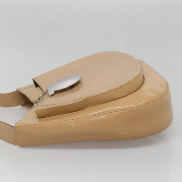 Salvatore Ferragamo Umhängetasche Emaille Beige Silber Auth bs29120