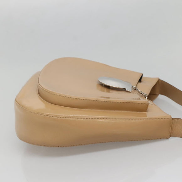 Salvatore Ferragamo Umhängetasche Emaille Beige Silber Auth bs29120