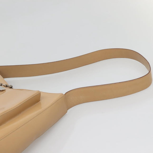 Salvatore Ferragamo Shoulder Bag Enamel Beige Silver Auth bs29120