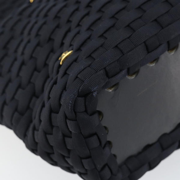 Salvatore Ferragamo Vala Shoulder Bag Nylon Black Gold Auth bs29122