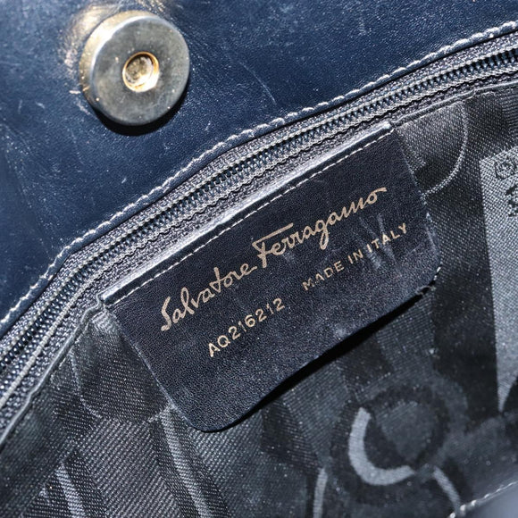 Salvatore Ferragamo Vala Shoulder Bag Nylon Black Gold Auth bs29122